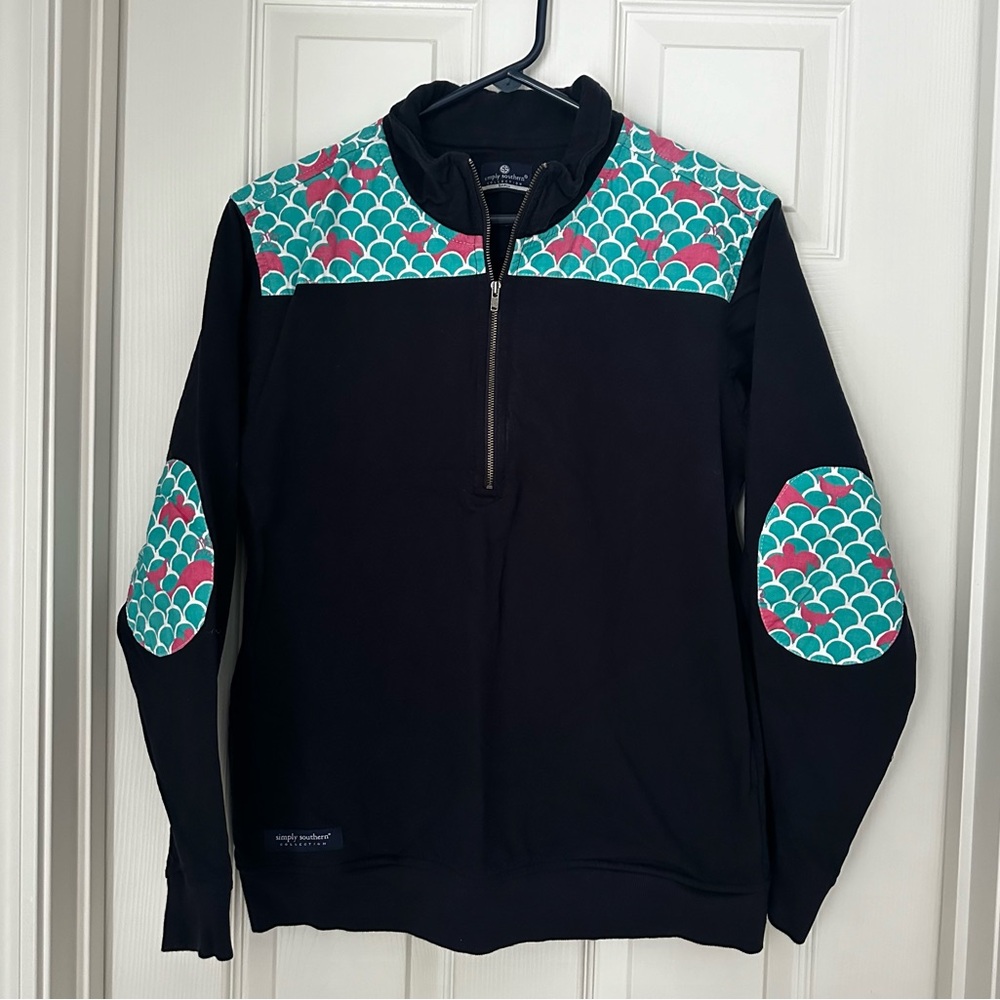 Simply Southern Blue Mermaid Whale Popover Quarter Zip